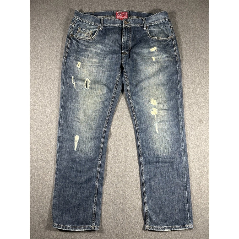 Jordan Craig Men's 38x32 Distressed Blue Denim Straight Leg Jeans